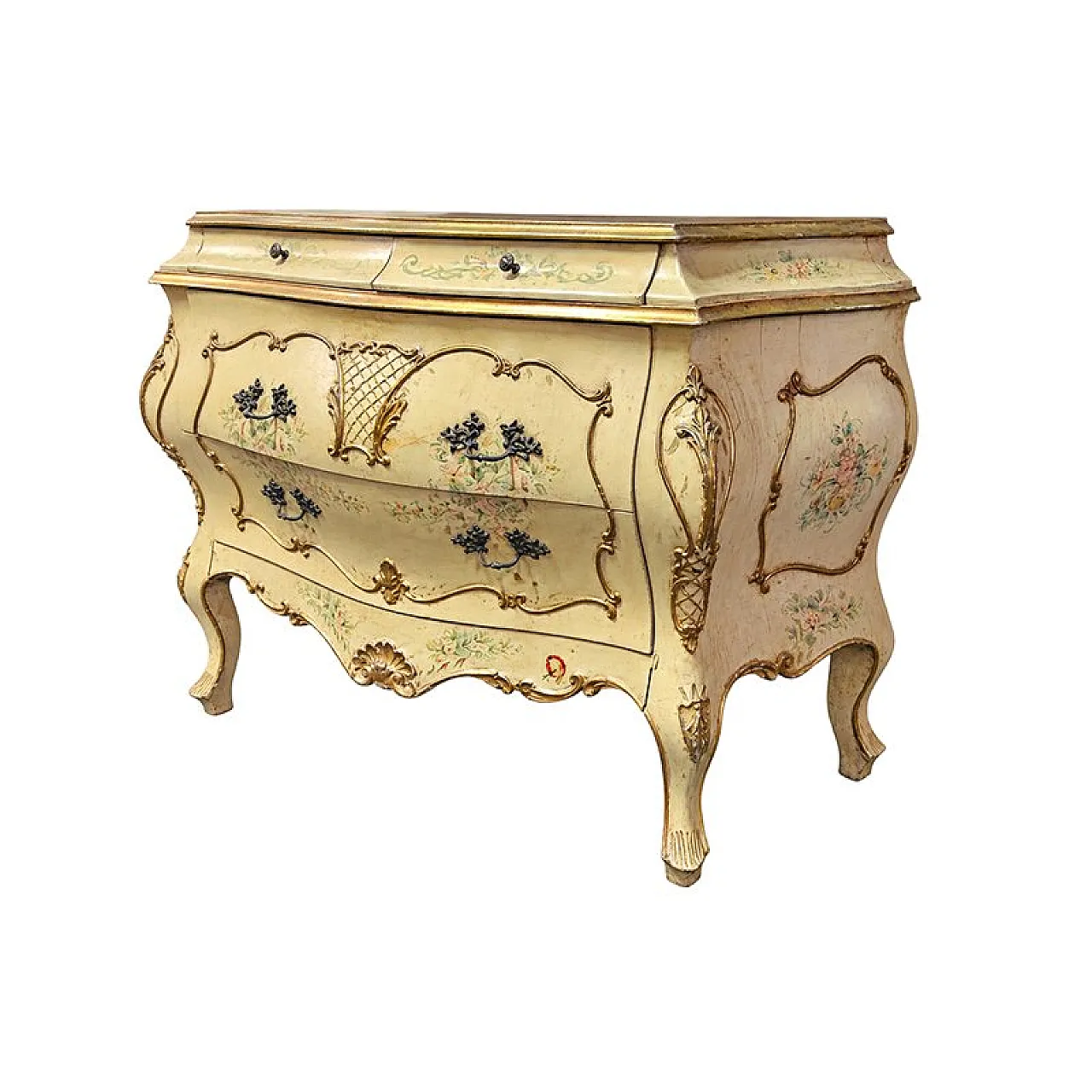 Curved lacquered and hand-painted chest of drawers, 20th century 3