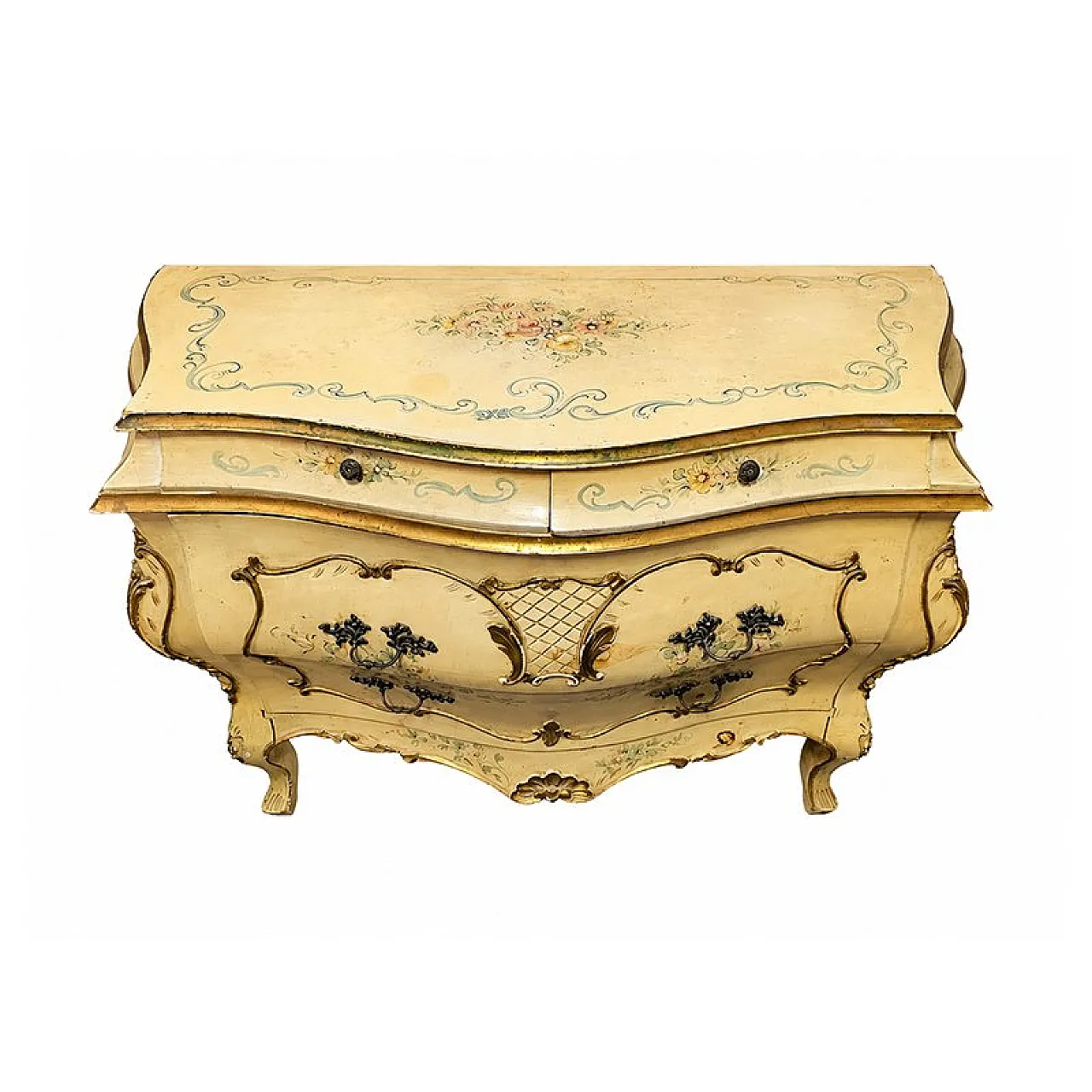 Curved lacquered and hand-painted chest of drawers, 20th century 4