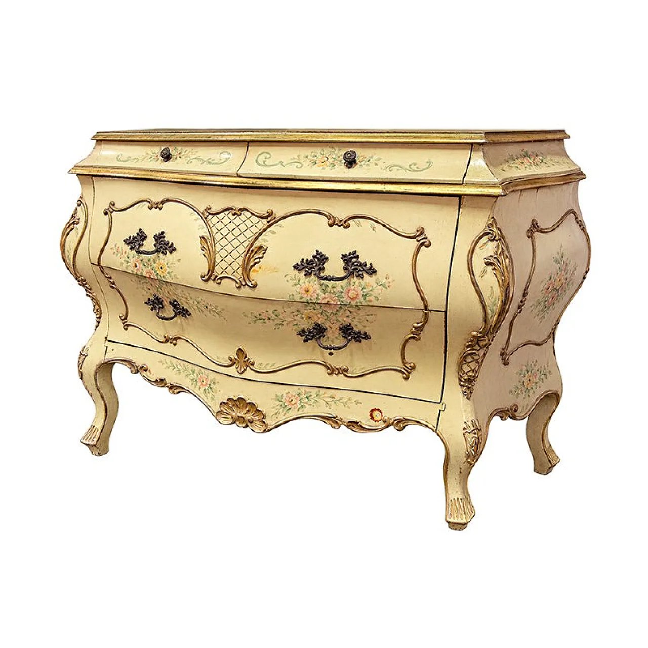 Curved lacquered and hand-painted chest of drawers, 20th century 6