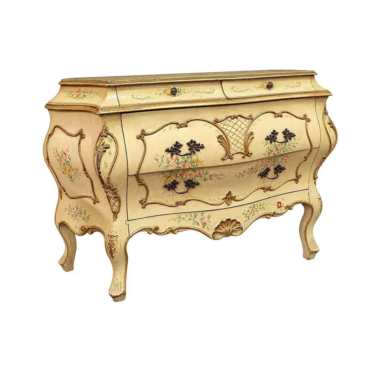 Curved lacquered and hand-painted chest of drawers, 20th century 8