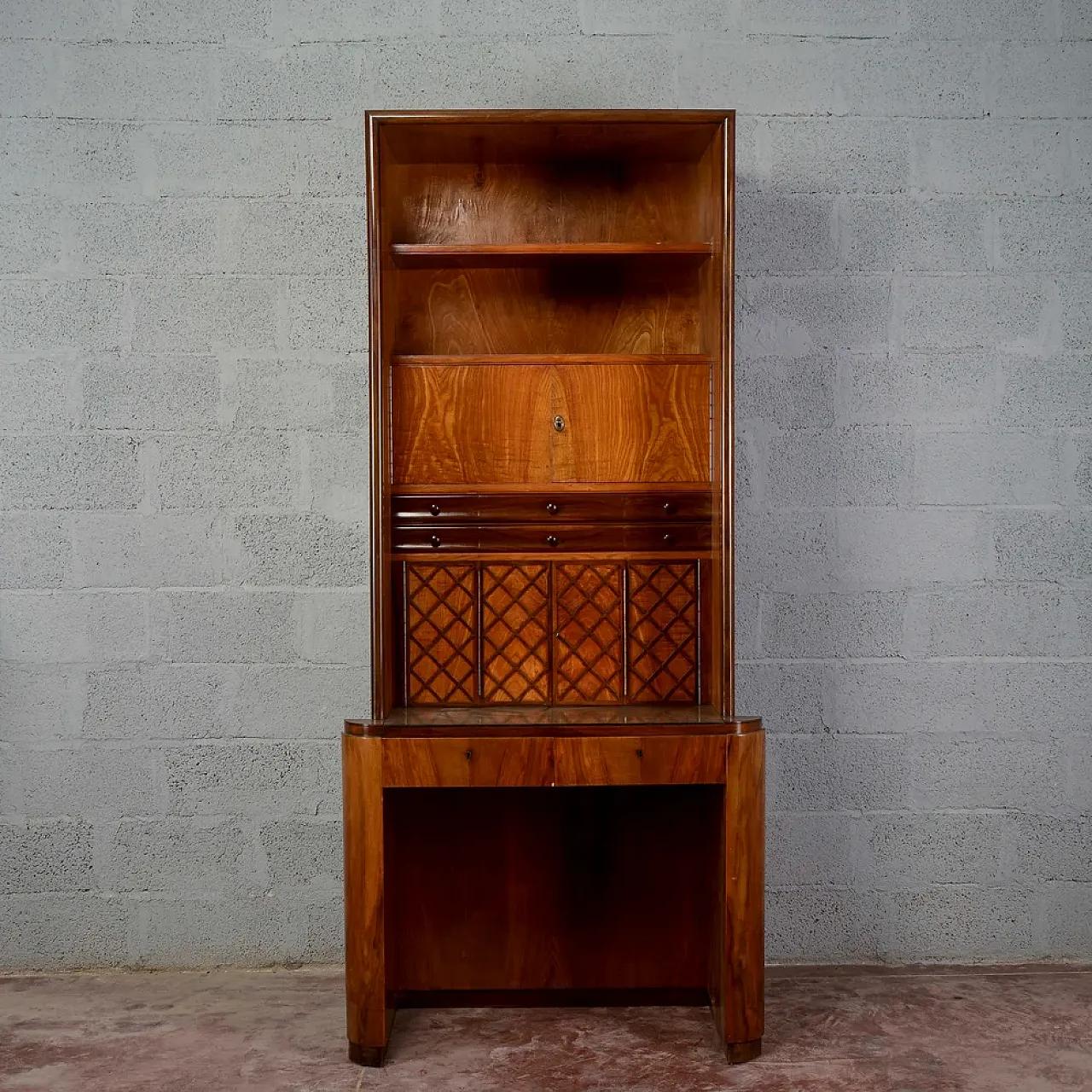 Art Deco writing desk bookcase, 1930s 1