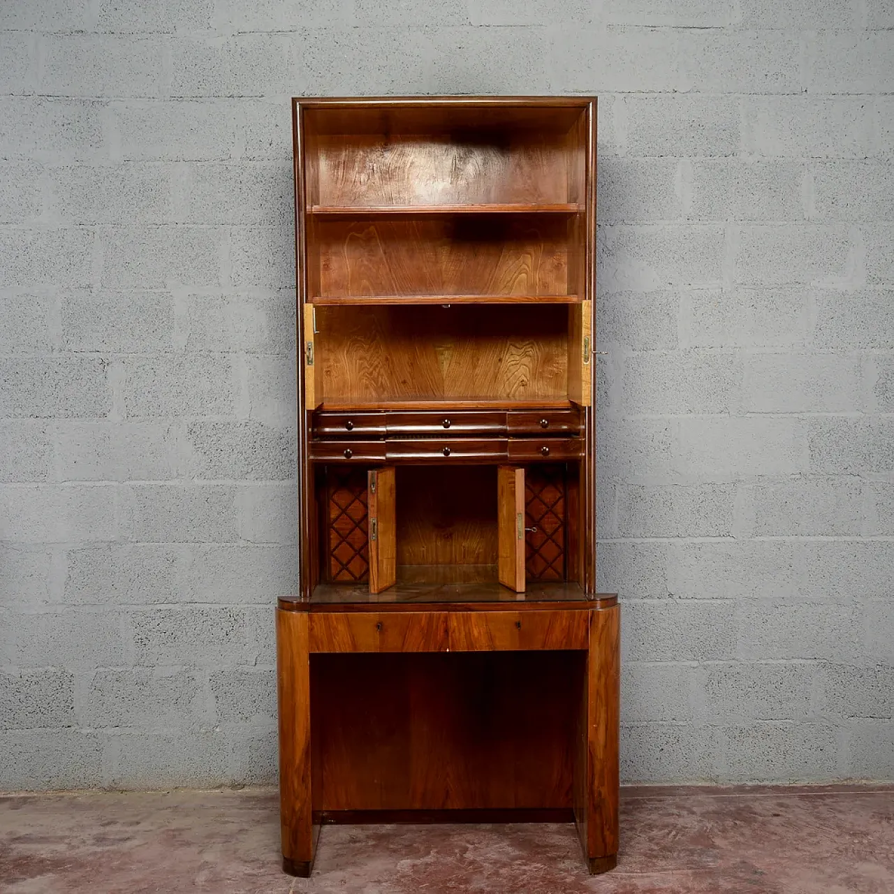 Art Deco writing desk bookcase, 1930s 2