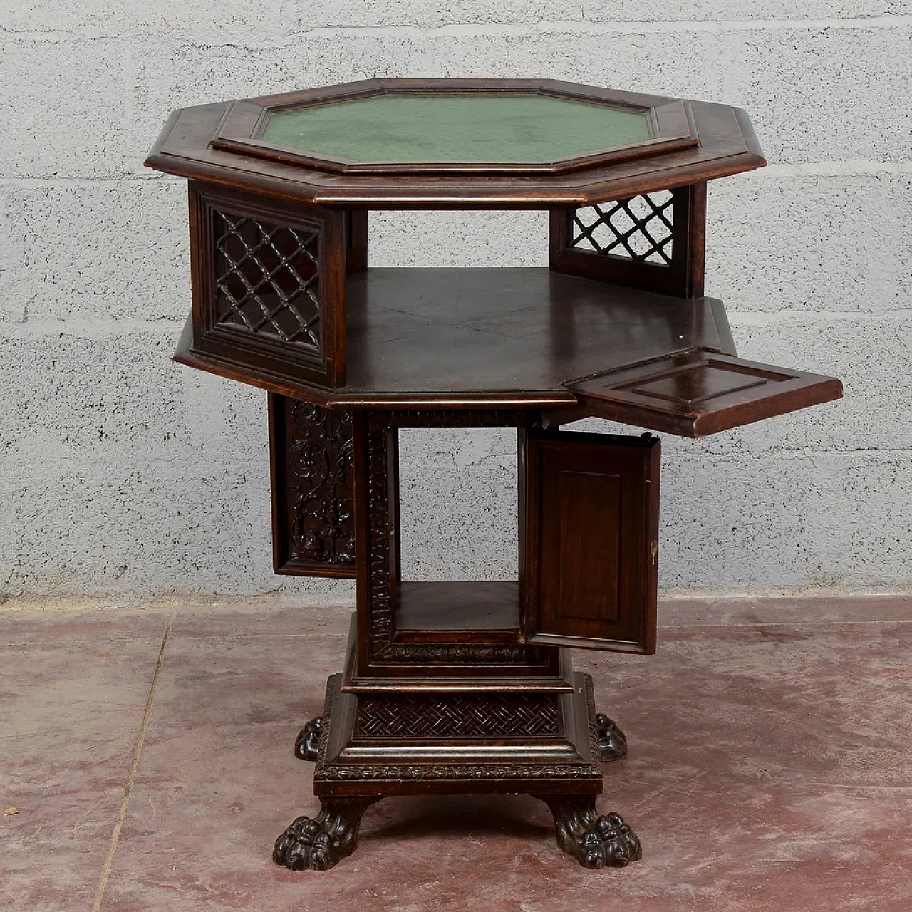Maggini rotating coffee table with removable glass top, 19th century 2