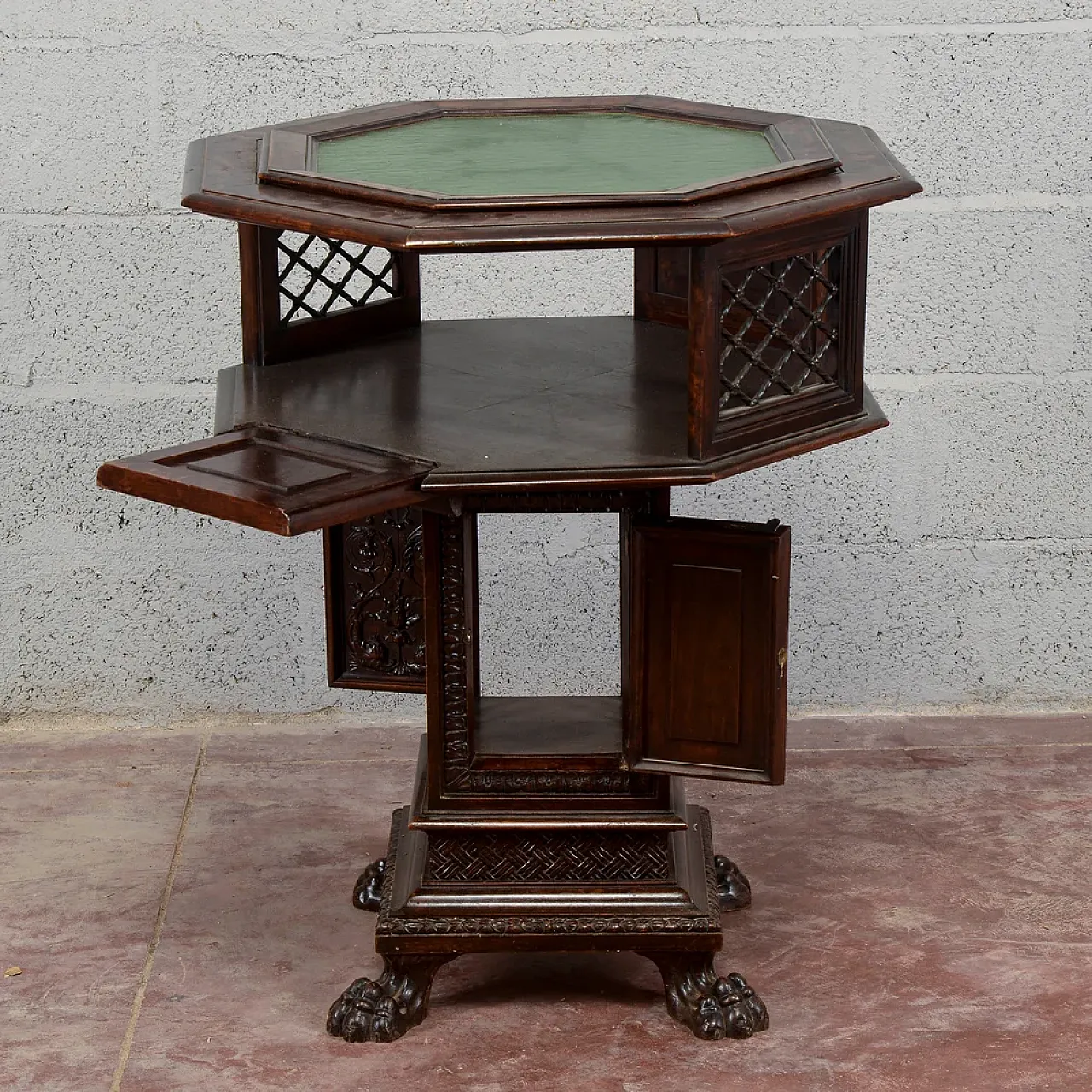 Maggini rotating coffee table with removable glass top, 19th century 4
