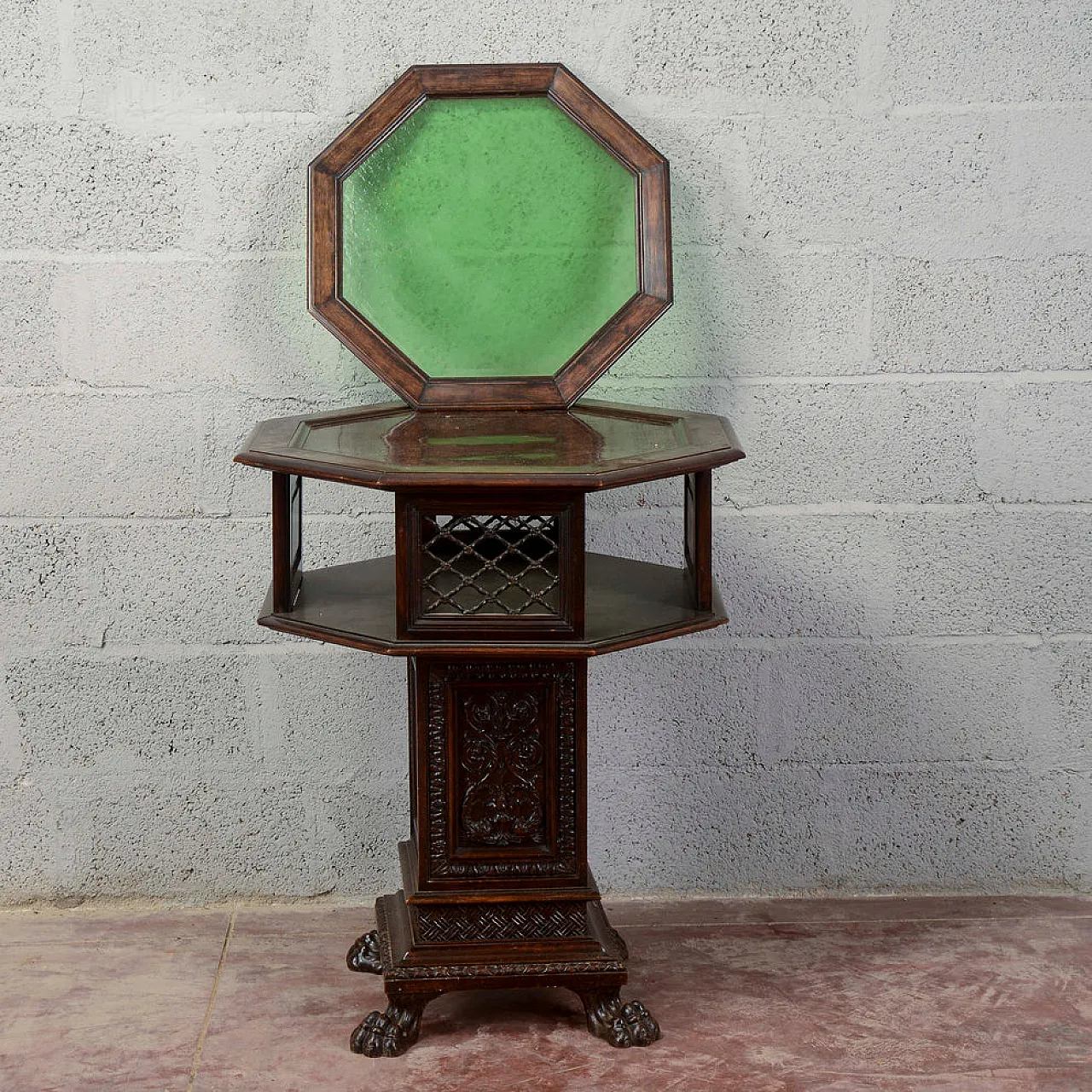 Maggini rotating coffee table with removable glass top, 19th century 6