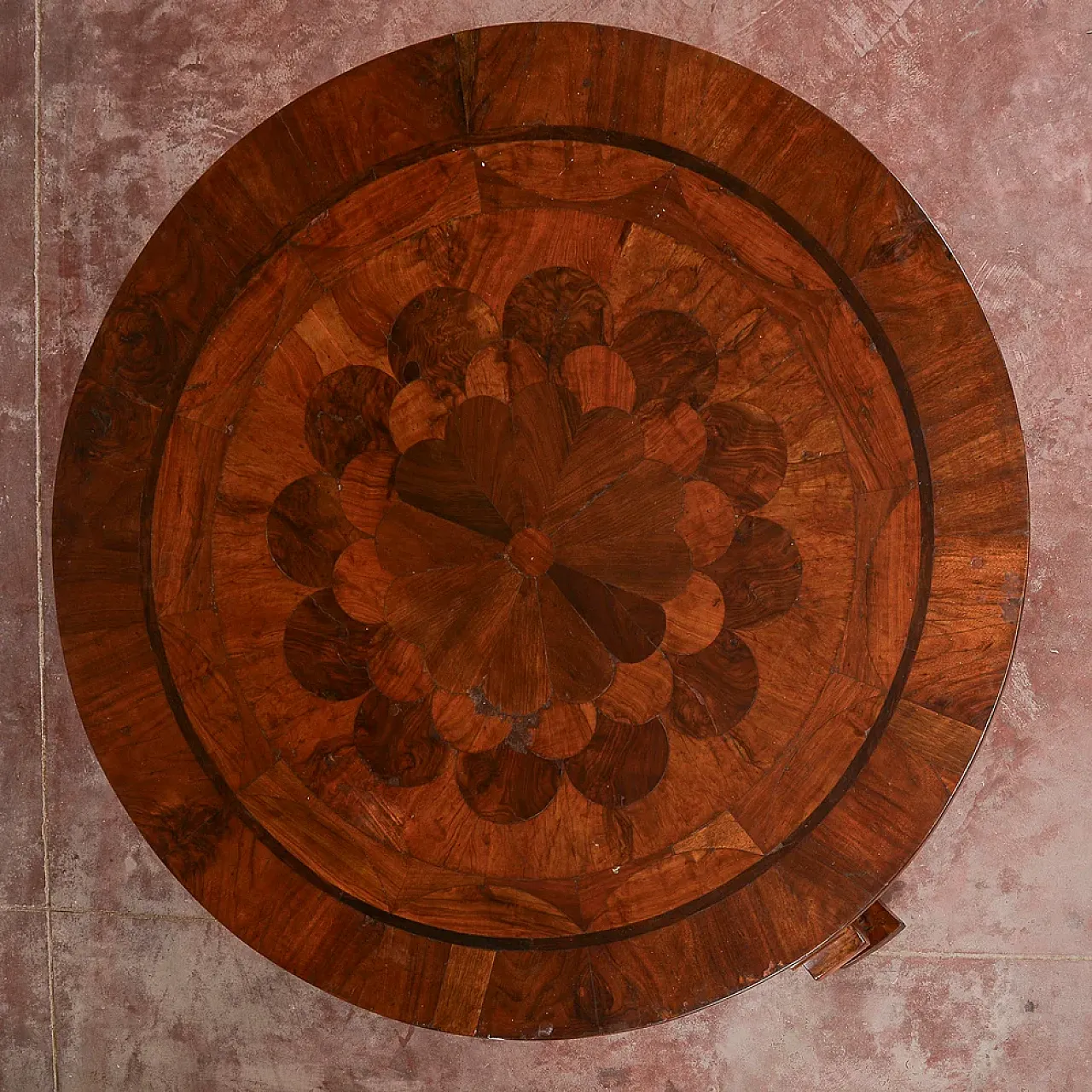 Round inlaid wooden table, 19th century 5
