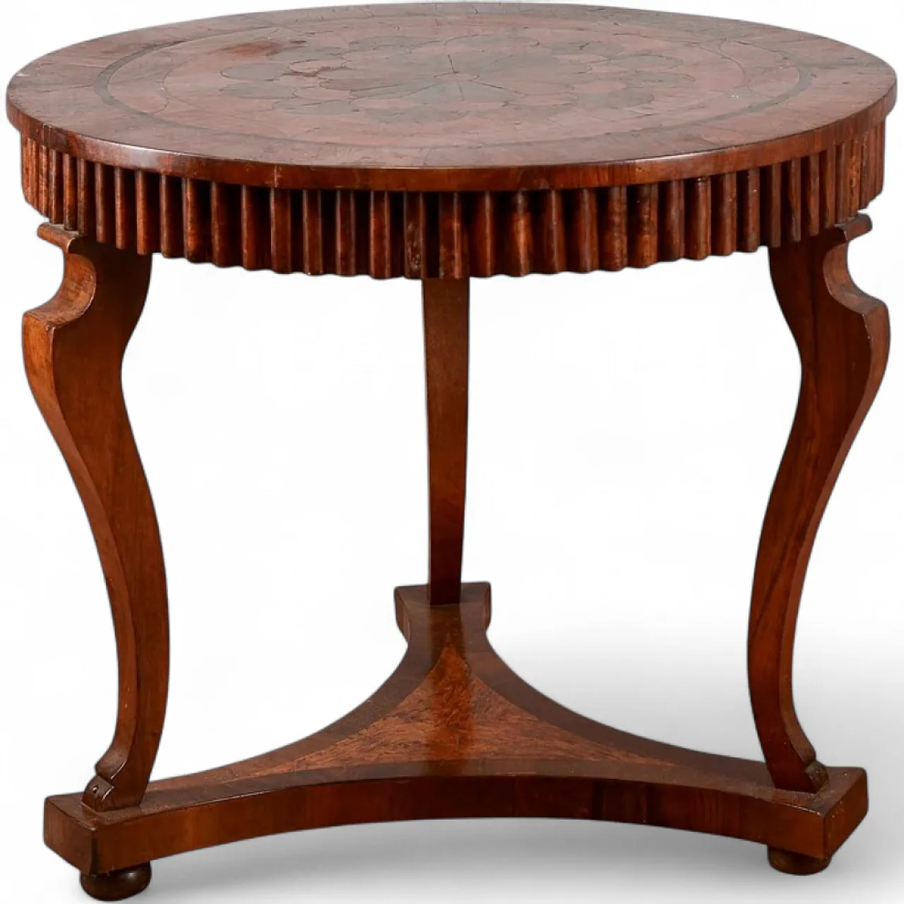 Round inlaid wooden table, 19th century 9