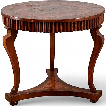 Round inlaid wooden table, 19th century