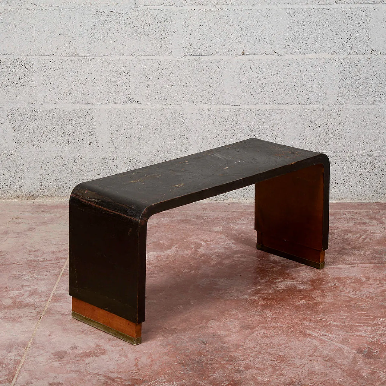 Panca in legno ebanizzato, anni '30 2