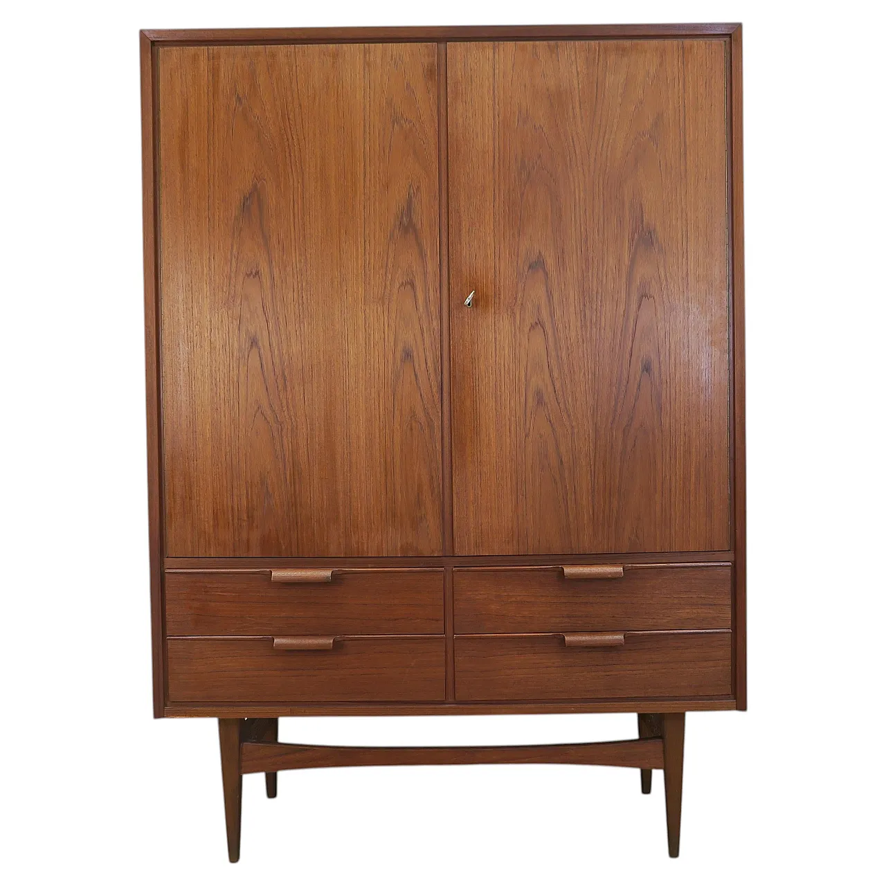 Tall Danish teak sideboard with shelves and drawers, 1960s 1