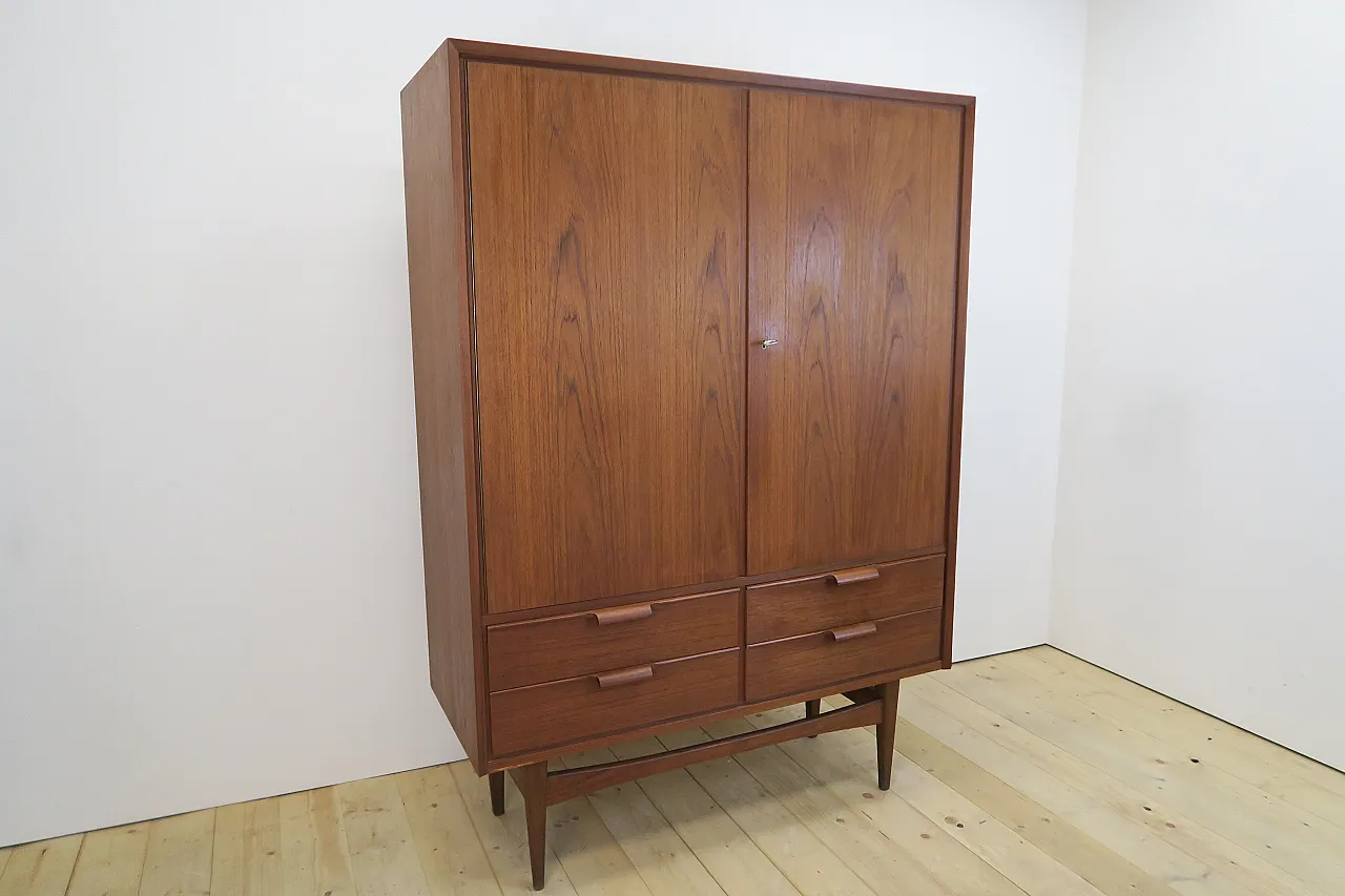 Tall Danish teak sideboard with shelves and drawers, 1960s 2