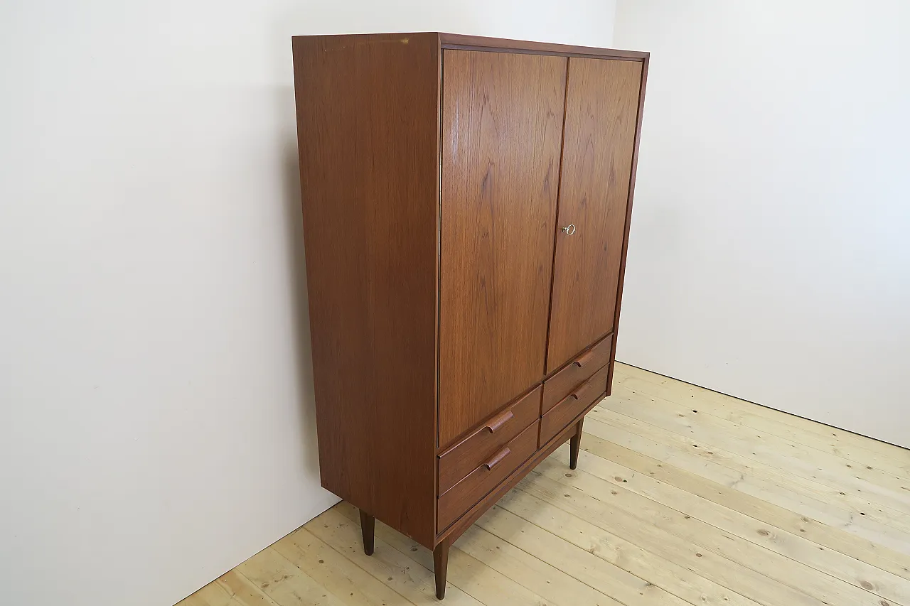 Tall Danish teak sideboard with shelves and drawers, 1960s 3