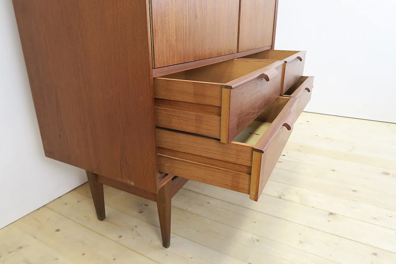 Tall Danish teak sideboard with shelves and drawers, 1960s 6