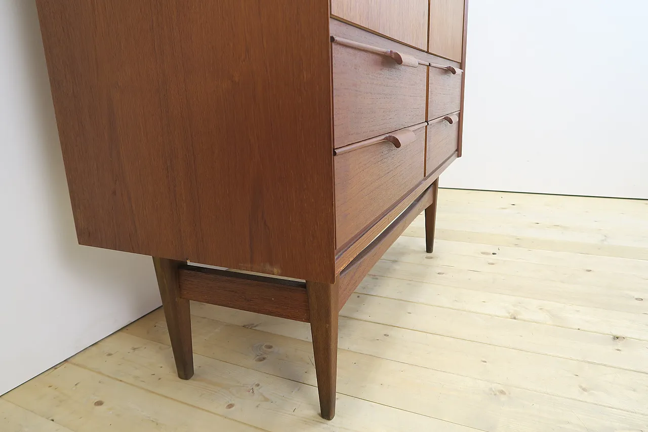 Tall Danish teak sideboard with shelves and drawers, 1960s 7