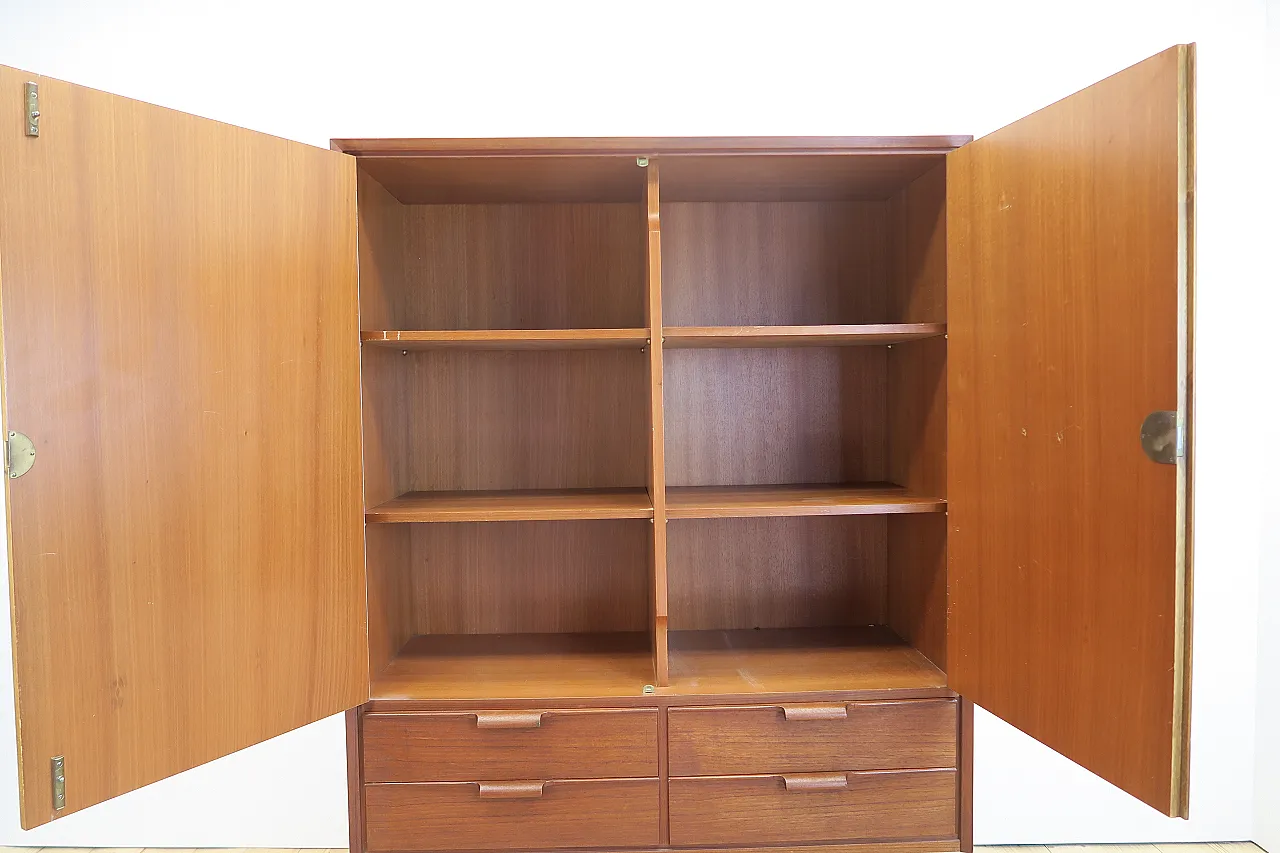 Tall Danish teak sideboard with shelves and drawers, 1960s 9