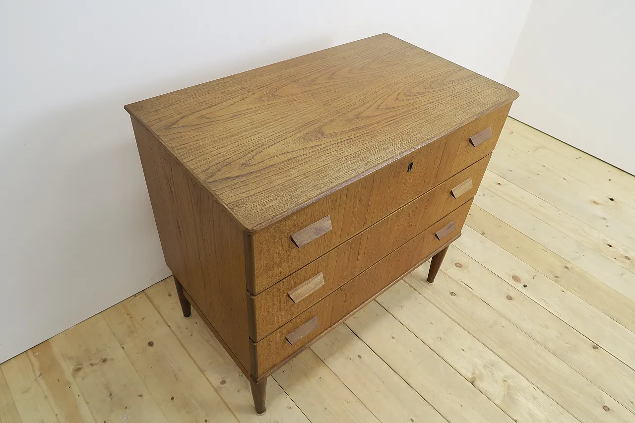 Danish teak three-drawer chest of drawers, 1960s 3