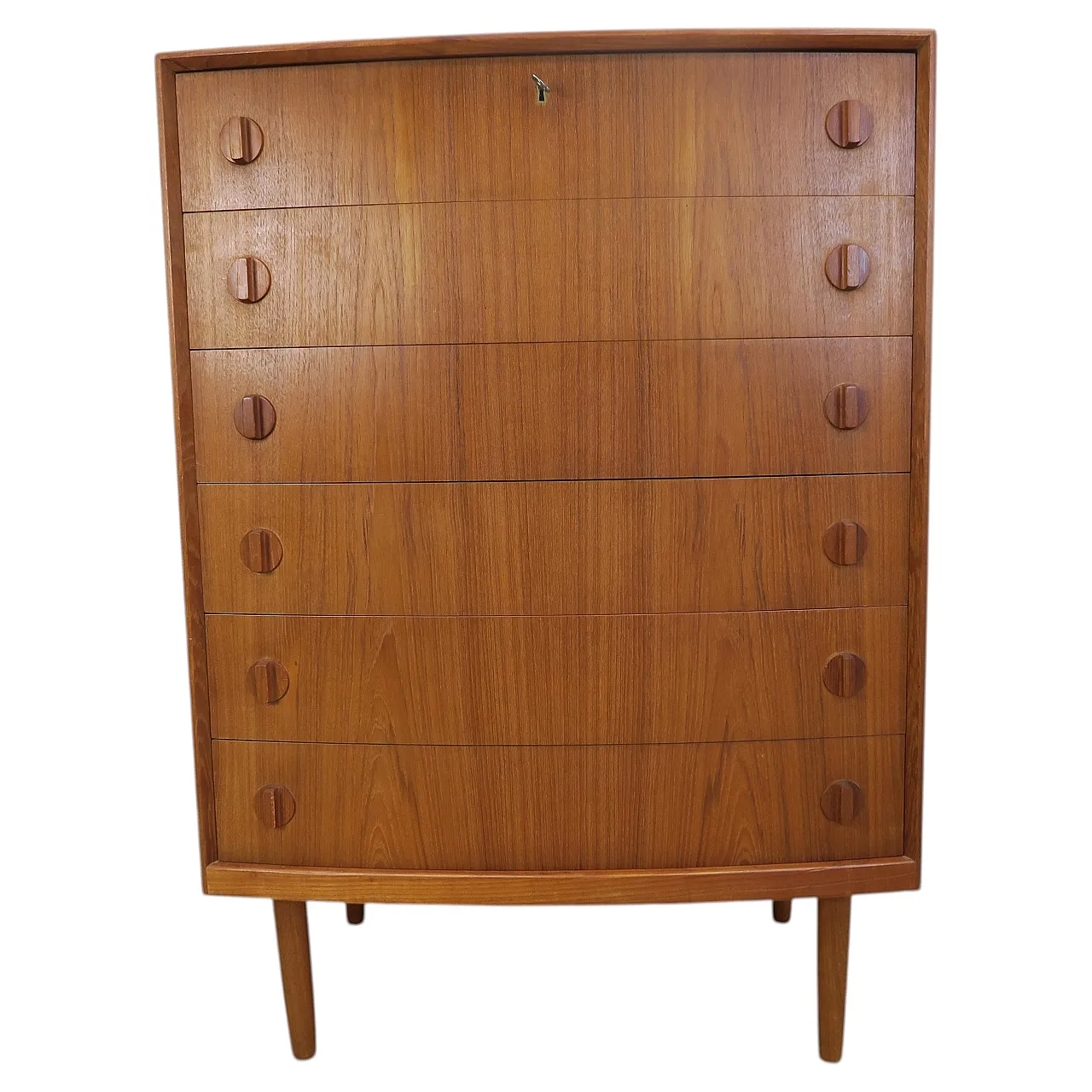Teak chest of drawers by Henning Kjærnulf with six drawers, 1960s 1