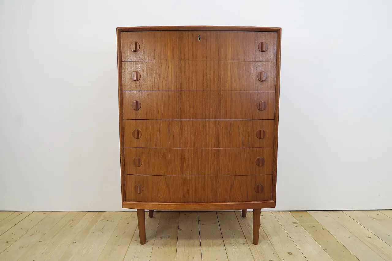 Teak chest of drawers by Henning Kjærnulf with six drawers, 1960s 3