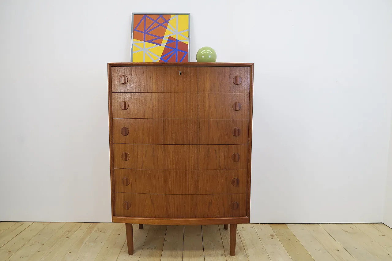 Teak chest of drawers by Henning Kjærnulf with six drawers, 1960s 8