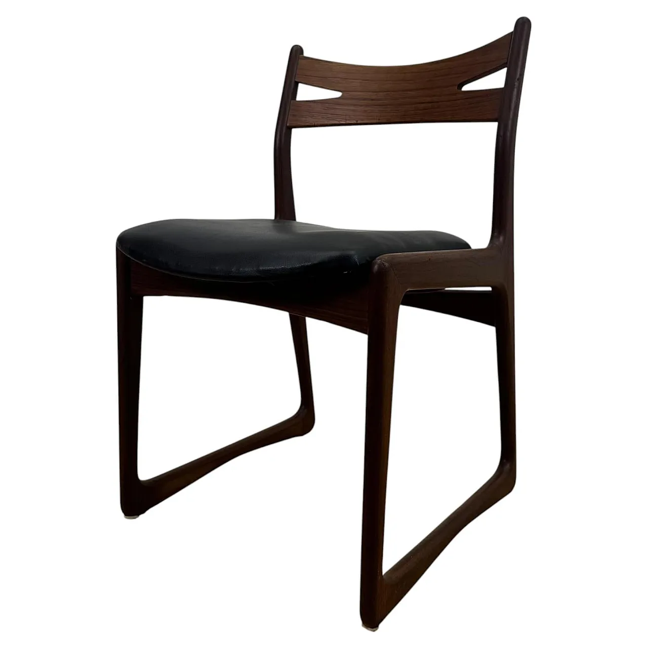 Danish teak chair with black padding, 1960s 1