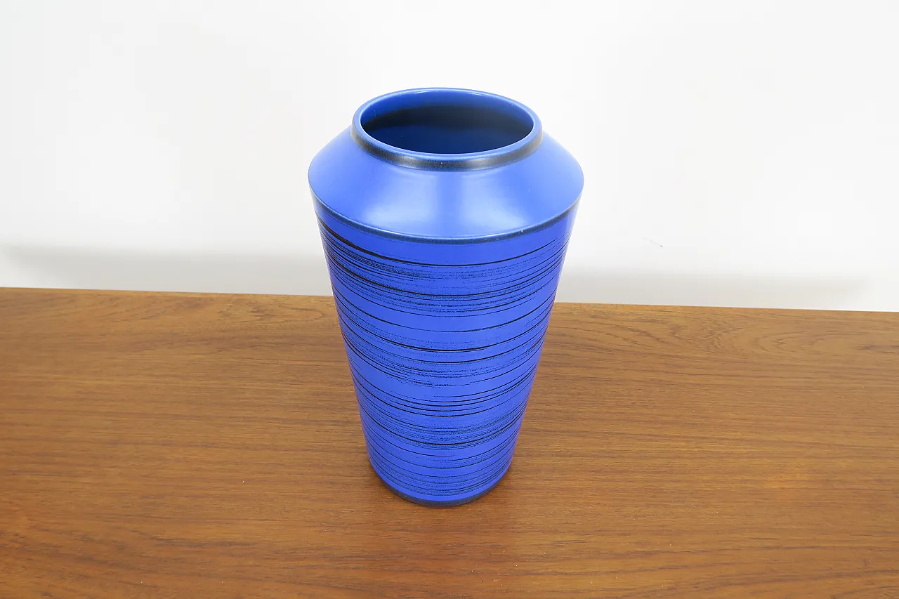 Mid-century blue and black ceramic vase, Denmark, 1960s 2