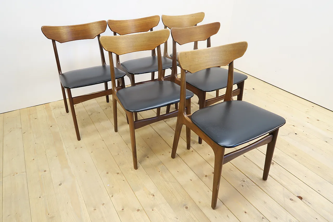 6 Teak chairs by Schiønning & Elgaard for Randers, 1960s 2