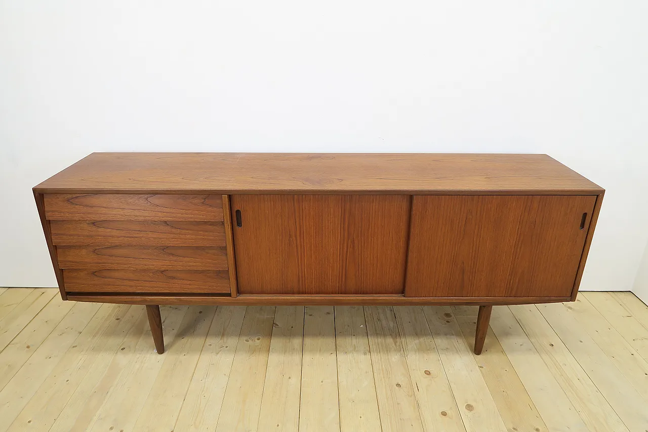 Danish teak sideboard with drawers and sliding doors, 1960s 2