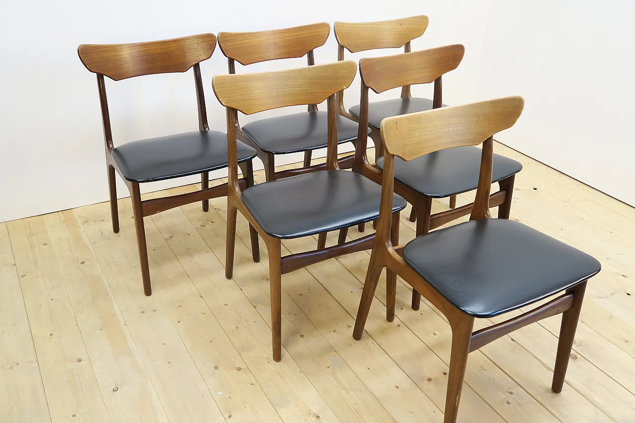 6 Teak chairs by Schiønning & Elgaard for Randers, 1960s 3