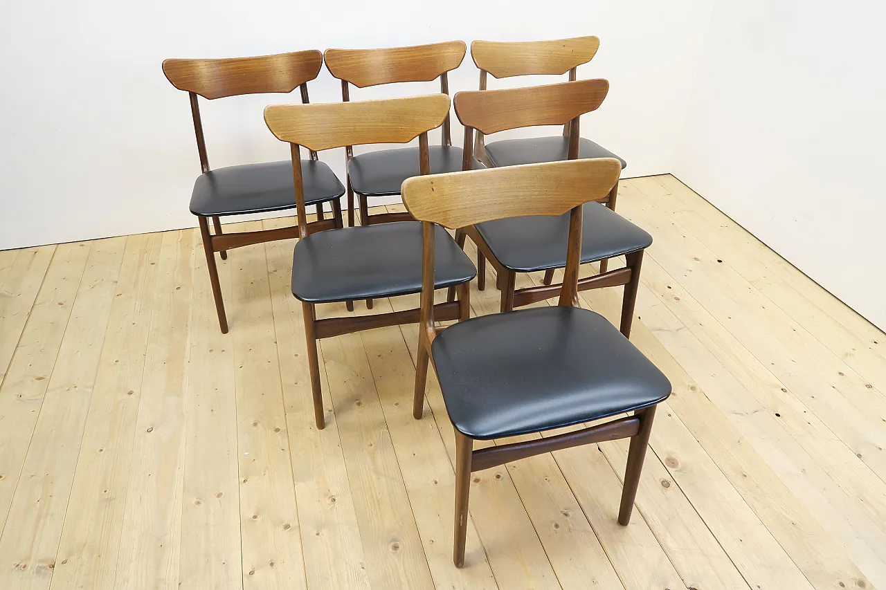 6 Teak chairs by Schiønning & Elgaard for Randers, 1960s 4