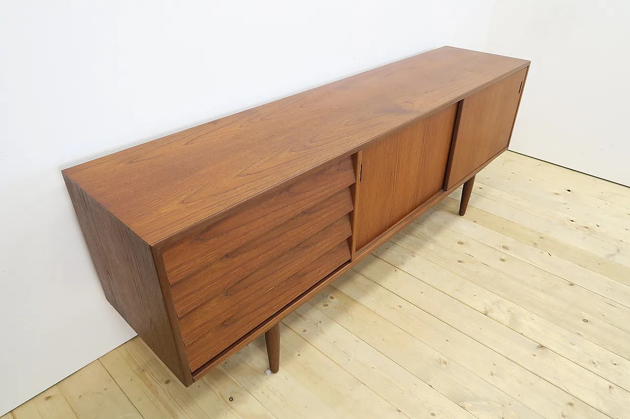 Danish teak sideboard with drawers and sliding doors, 1960s 4
