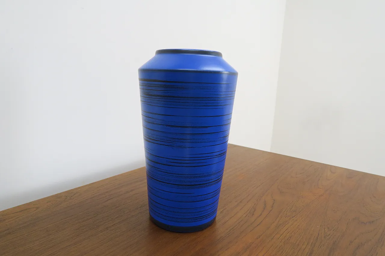 Mid-century blue and black ceramic vase, Denmark, 1960s 5