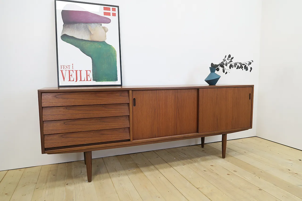Danish teak sideboard with drawers and sliding doors, 1960s 5
