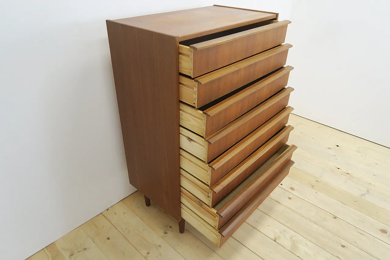 Danish teak chest of drawers with eight large drawers, 1960s 7