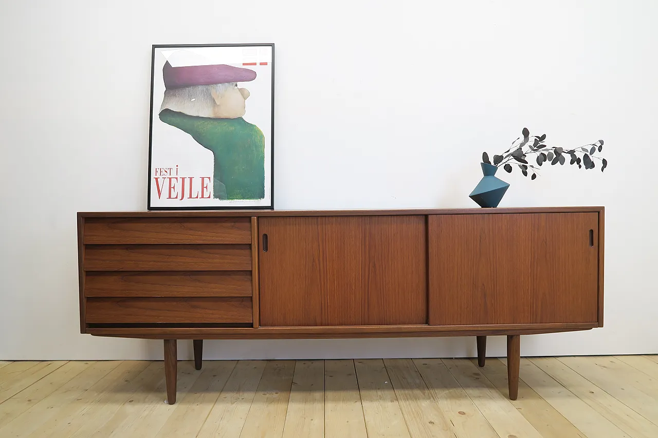 Danish teak sideboard with drawers and sliding doors, 1960s 6