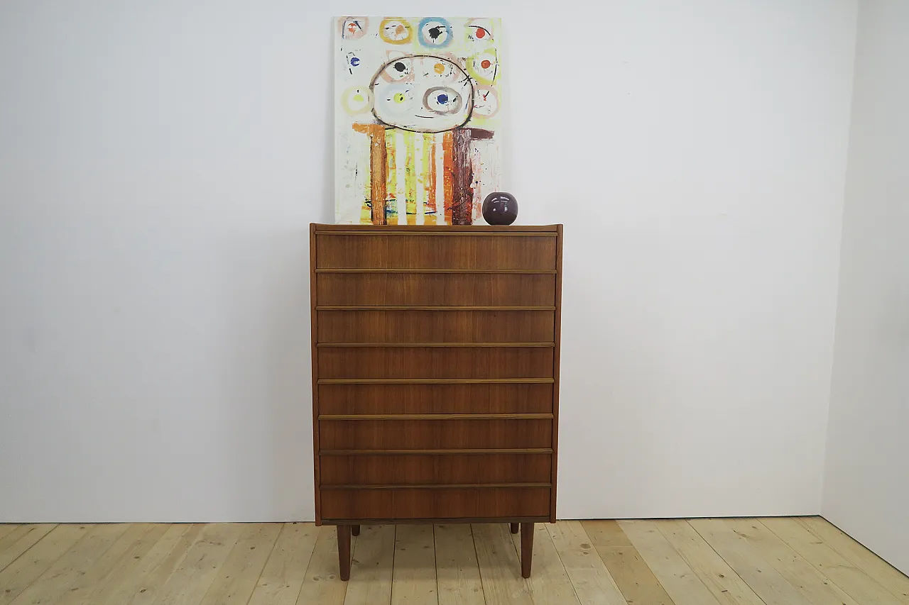 Danish teak chest of drawers with eight large drawers, 1960s 8