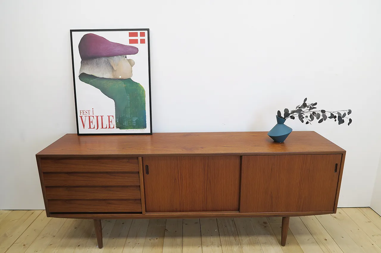 Danish teak sideboard with drawers and sliding doors, 1960s 7