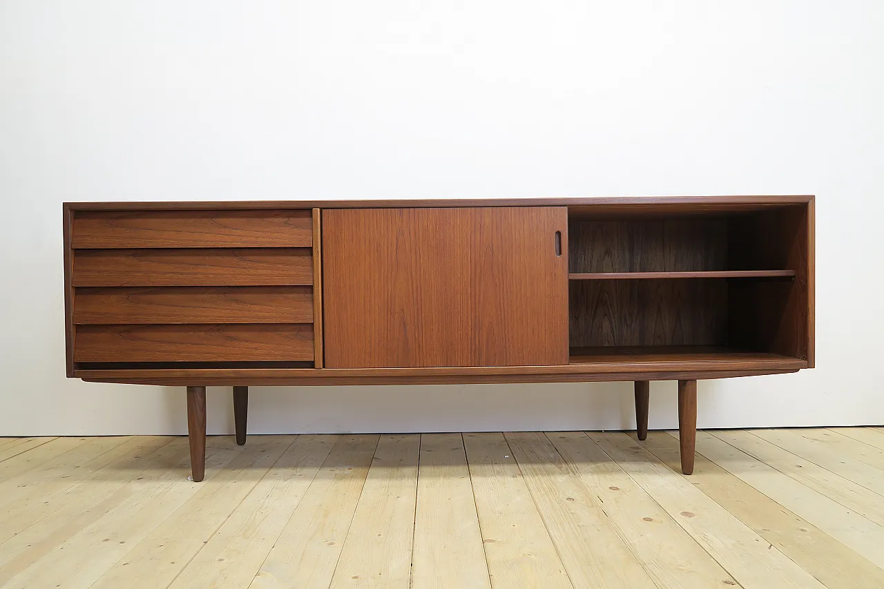 Danish teak sideboard with drawers and sliding doors, 1960s 8