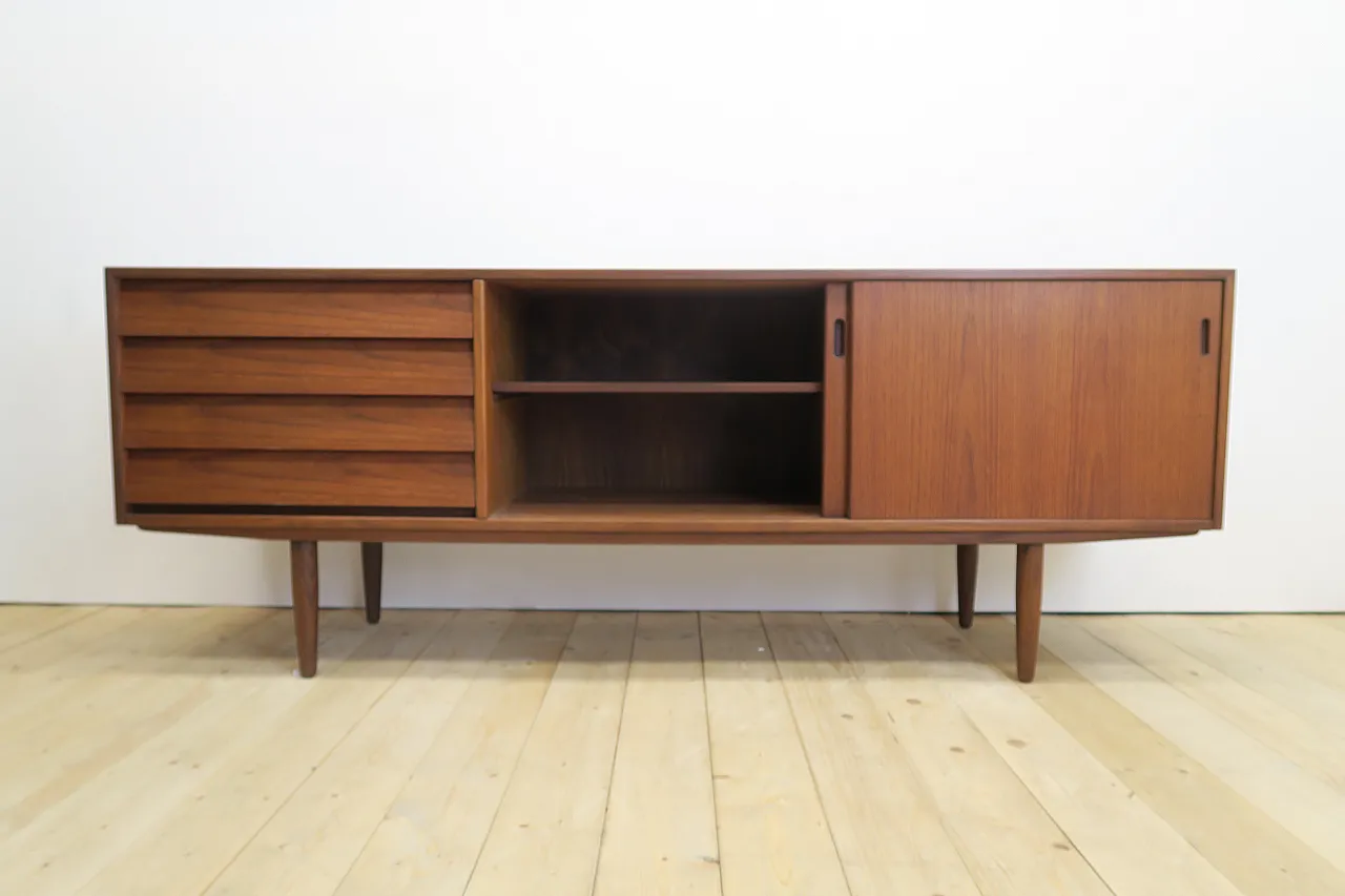 Danish teak sideboard with drawers and sliding doors, 1960s 9