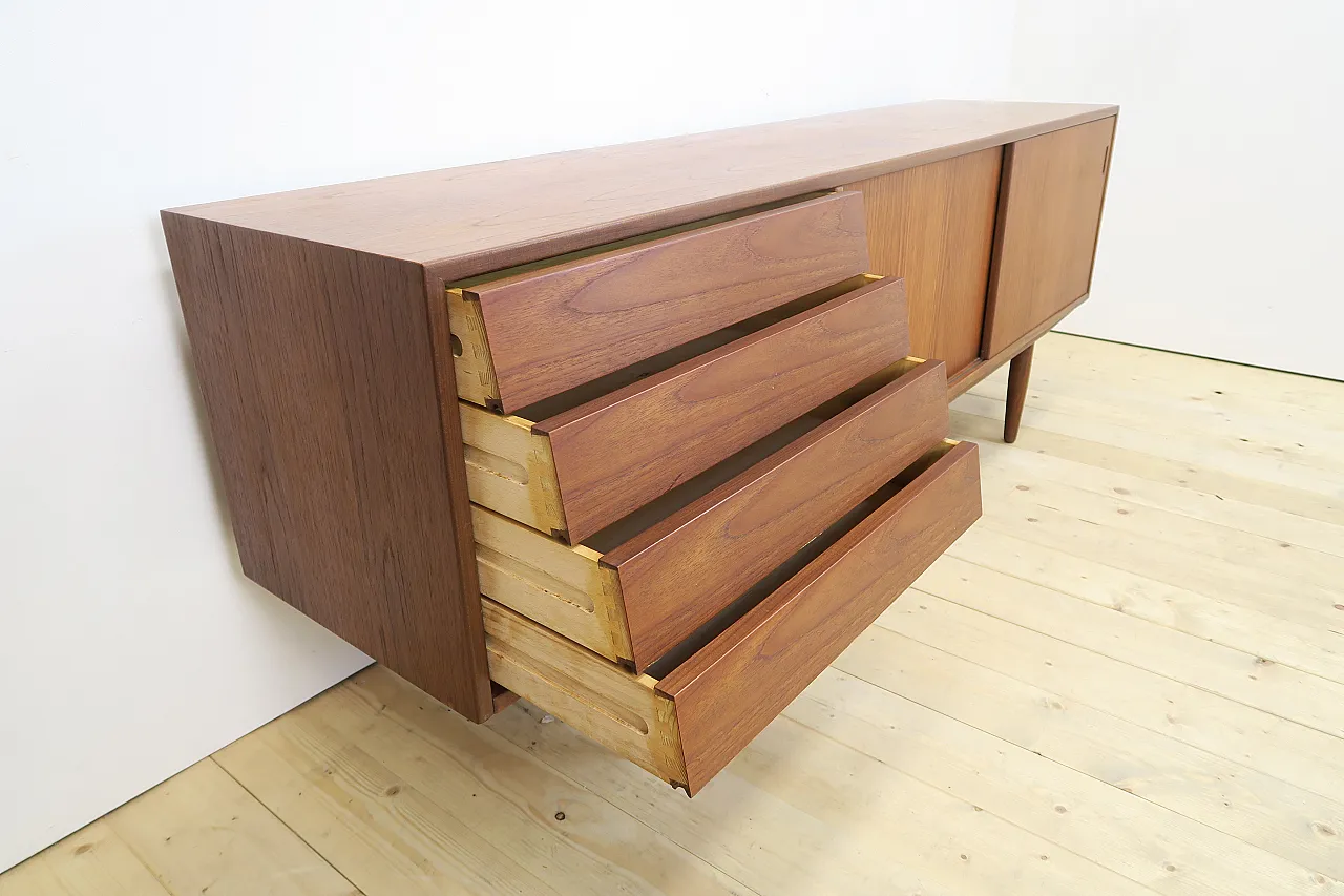 Danish teak sideboard with drawers and sliding doors, 1960s 10