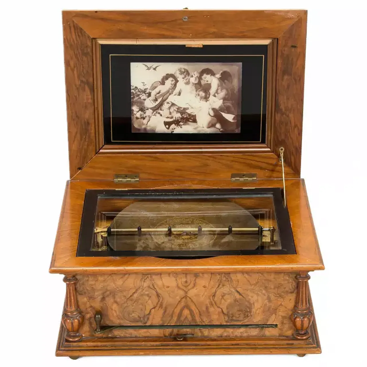 Scatola musicale a disco con uccelli canterini, fine '800 1