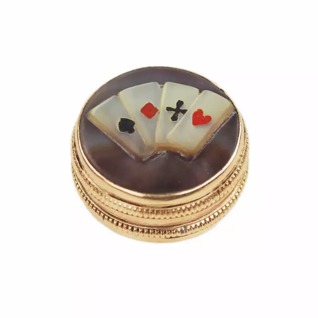 Scatola d'oro per chip da gioco, metà '800 1