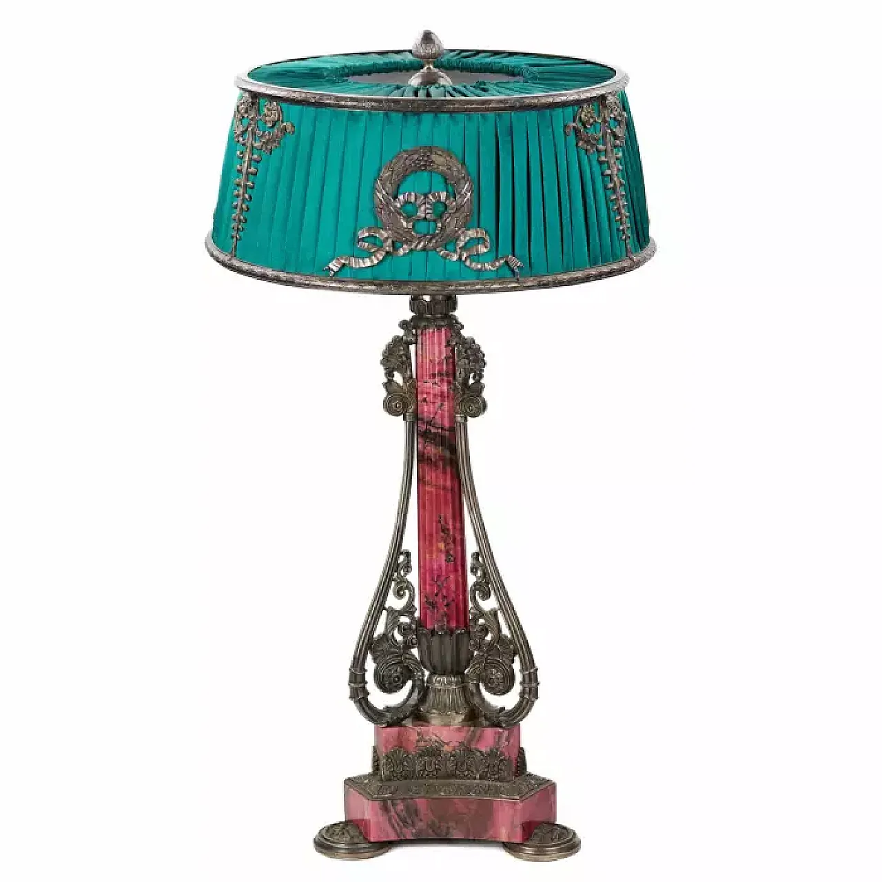 Silver and rhodonite table lamp, 19th century 1