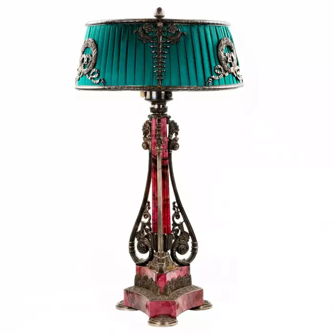 Silver and rhodonite table lamp, 19th century 2