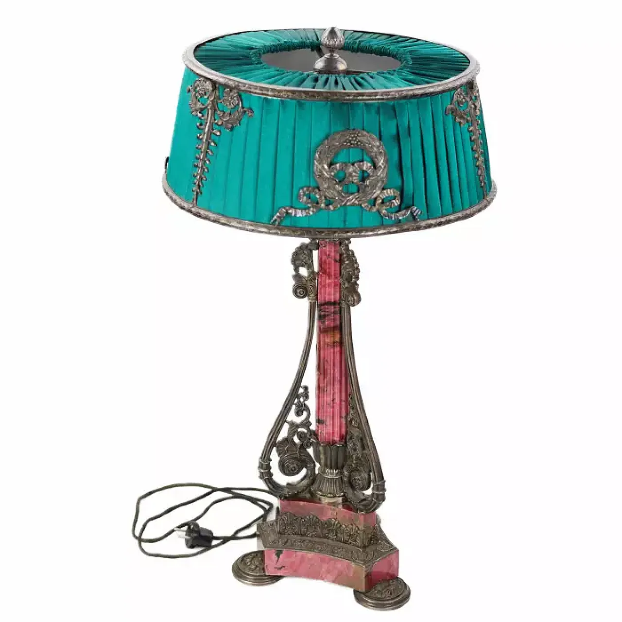 Silver and rhodonite table lamp, 19th century 4