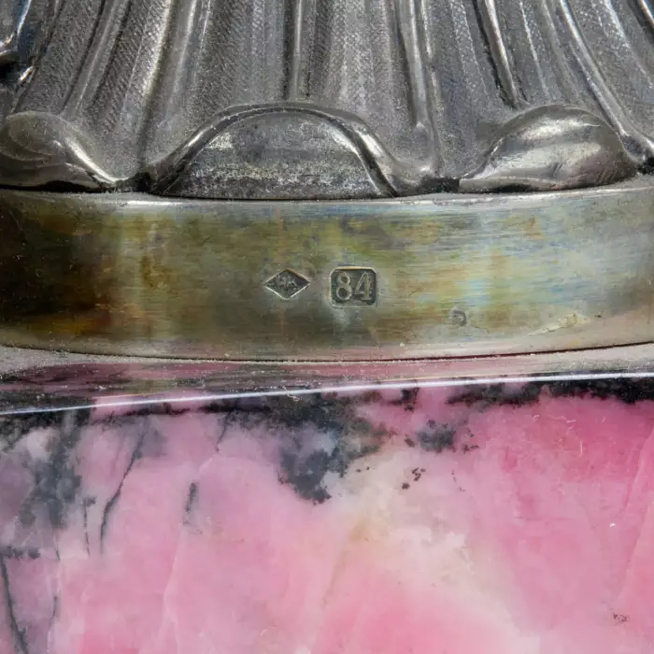 Silver and rhodonite table lamp, 19th century 7