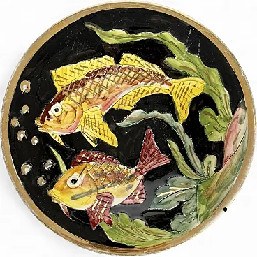 Ceramic vide-poche with fish motif, 1960s