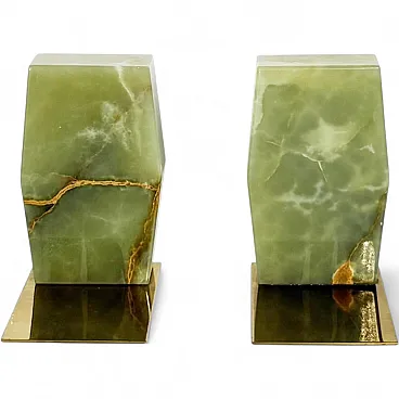 Pair of onyx and brass bookends, 20th century