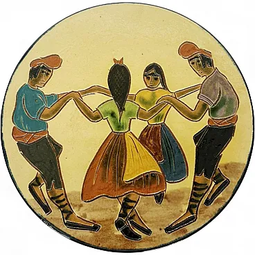 Ceramic dish with dancers decoration, 1960s