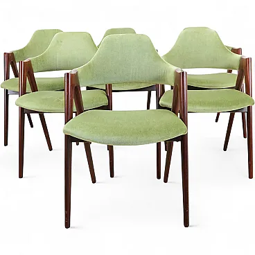 6 Compass chairs by Kai Kristiansen, reupholstered, 1960s