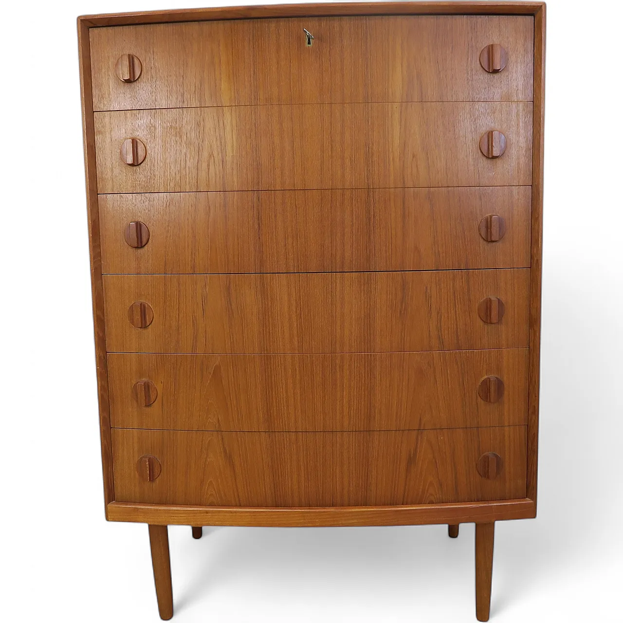 Teak chest of drawers by Henning Kjærnulf with six drawers, 1960s 11